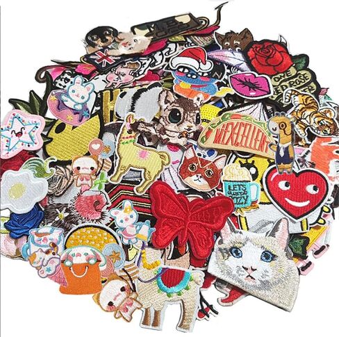 50PCS Random Assorted Styles Funny Patch Repair Embroidered Appliques Sew on Patches Embroidered Patches Iron on Patches for Clothes for Dress Hat Jeans DIY Accessories in Saudi Arabia