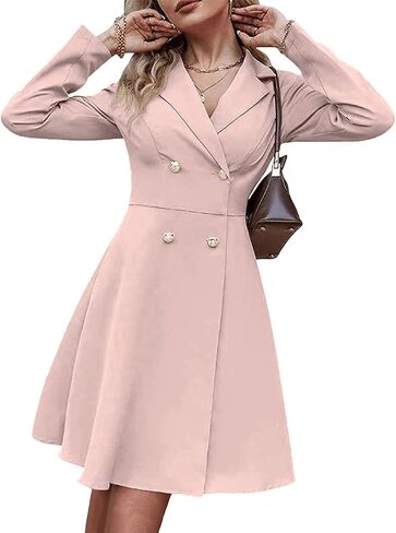 Oversized Long Sleeve Luxe Button Down Blazer Dress for Women Casual Work Office Events Midi Dress in Saudi Arabia