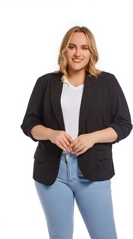 Womens Casual Blazers Plus Size Open Front Long Sleeve Work Office Jackets with Pockets in Saudi Arabia