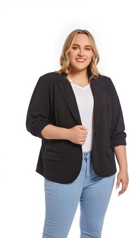 Womens Casual Blazers Plus Size Open Front Long Sleeve Work Office Jackets with Pockets in Saudi Arabia