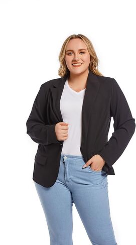 Womens Casual Blazers Plus Size Open Front Long Sleeve Work Office Jackets with Pockets in Saudi Arabia