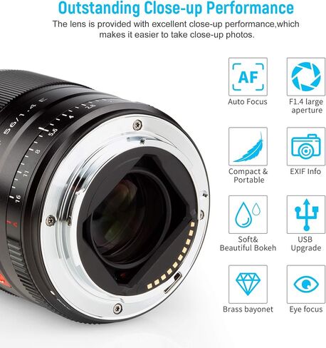 VILTROX 56mm F1.4 f/1.4 Autofocus E Lens for Sony E Mount a6300 a6400 a6500 a6600 a7 a7S a7c a7Ⅱ a7RⅡ a7SⅢ a7Ⅲ a7RⅢ a7RⅣ in Saudi Arabia