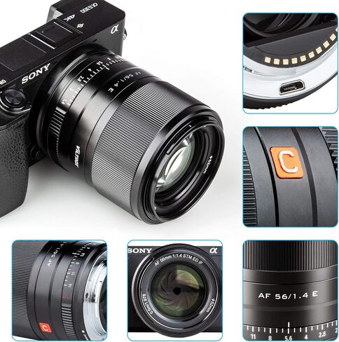 VILTROX 56mm F1.4 f/1.4 Autofocus E Lens for Sony E Mount a6300 a6400 a6500 a6600 a7 a7S a7c a7Ⅱ a7RⅡ a7SⅢ a7Ⅲ a7RⅢ a7RⅣ in Saudi Arabia