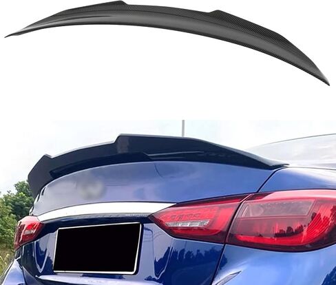 Cciyu PSM Style جناح خلفي للشفاه يناسب 2014-2019 لسيارة Infiniti Q50 Racing Trunk Spoiler (نظرة كربونية لامعة ABS) in Saudi Arabia