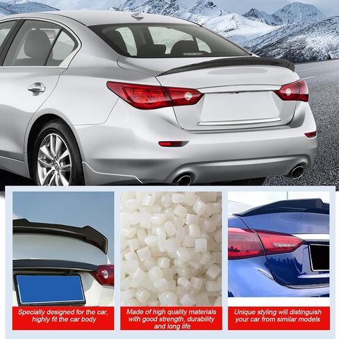 Cciyu PSM Style جناح خلفي للشفاه يناسب 2014-2019 لسيارة Infiniti Q50 Racing Trunk Spoiler (نظرة كربونية لامعة ABS) in Saudi Arabia