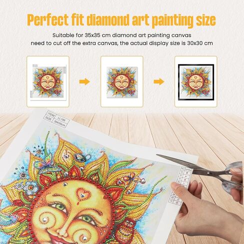 MXJSUA 2 Pack Diamond Art Painting Frames for 14x14 inch/35x35 cm Diamond Art Painting Canvas, Magnetic Self-Adhesive Diamond Art Frames with Hooks for Diamond Art Painting Wall Displays, Black in Saudi Arabia