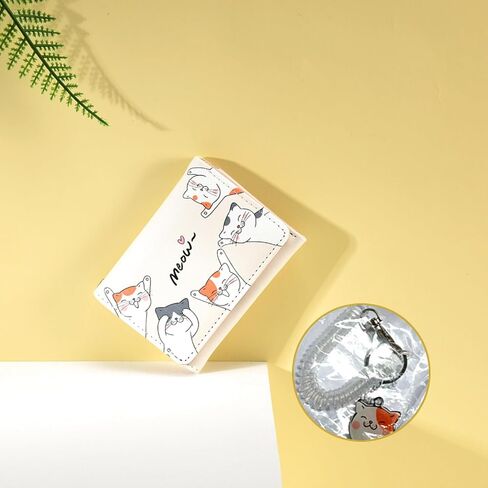 Small Womens Wallet, Cute Cat Tri-Folded Girls Wallet Slim Kawaii Wallet for Teens, Fashion Small Wrist Wallet with Cash Pocket Card Holder ID Window (Cat Blue) in Saudi Arabia