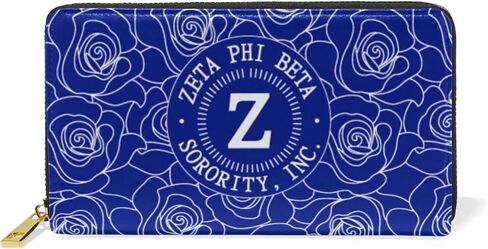 Zeta Phi Beta Paraphernalia - محفظة بسحاب من الجلد النباتي - هدايا نادي نسائي للنساء - FINER - البائع الرسمي in Saudi Arabia