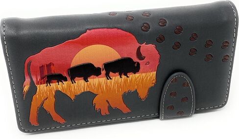 محفظة Shag Wear Prairie Buffalo للحيوانات الكبيرة للنساء والفتيات المراهقات من الجلد الصناعي النباتي مقاس 7 بوصات باللون الرمادي in Kuwait