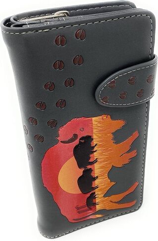 محفظة Shag Wear Prairie Buffalo للحيوانات الكبيرة للنساء والفتيات المراهقات من الجلد الصناعي النباتي مقاس 7 بوصات باللون الرمادي in Kuwait