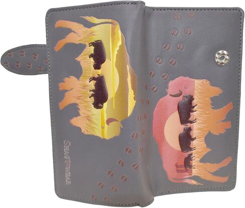 محفظة Shag Wear Prairie Buffalo للحيوانات الكبيرة للنساء والفتيات المراهقات من الجلد الصناعي النباتي مقاس 7 بوصات باللون الرمادي in Kuwait