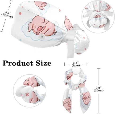 Working Cap with Sweatband Long Hair Cover Surgical Nurse Hat for Women Cake Cherry in Saudi Arabia
