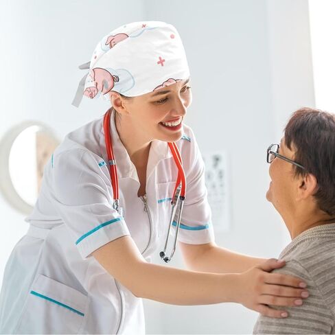 Working Cap with Sweatband Long Hair Cover Surgical Nurse Hat for Women Cake Cherry in Saudi Arabia