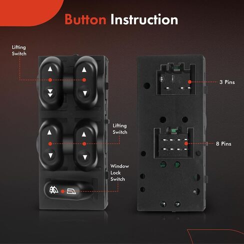 A-Premium Master Power Window Switch جانب السائق متوافق مع Ford F-150 2004-2008، Expedition 2003-2006، Crown Victoria 2003-2008 وLincoln Mark LT 2006-2008، استبدال # 5L1Z14529AA، 2L1Z14529AAA in Saudi Arabia