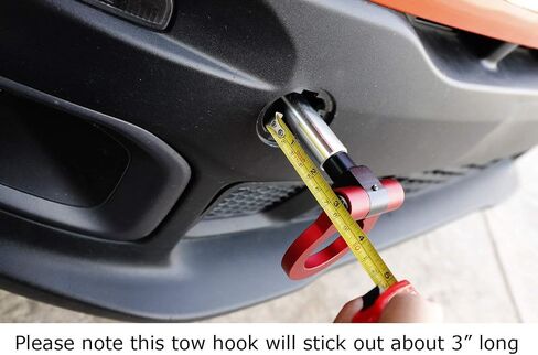 iJDMTOY Red Track Racing Style Tow Hook Ring Compatible with Jeep 2015-up Renegade Latitude, Sport, Limited models (Except Trailhawk), Made of Lightweight Aluminum in Saudi Arabia