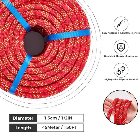 3/8 Inch 120ft Double Braided Polyester Arborist Rope, Heavy Duty Nylon Rope for Anchor, Tree Work, Cargo, Pulling, Sailing(ArmyGreen) in Kuwait