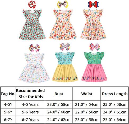 Toddler Girls Back to School Dress - Apple, Pencil, Crayon, Schoolbag, Letter Print Ruffle Dresses in Saudi Arabia