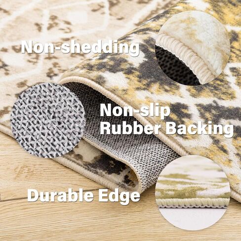 2x3 Washable Area Rug Non Slip Boho Moroccan Entryway Rug Indoor, Small Farmhouse Geometric Door Mat, Ultra Soft Low Pile Woven Floor Carpet for Kitchen,Bathroom, Laundry,Front Porch(Cream) in Saudi Arabia