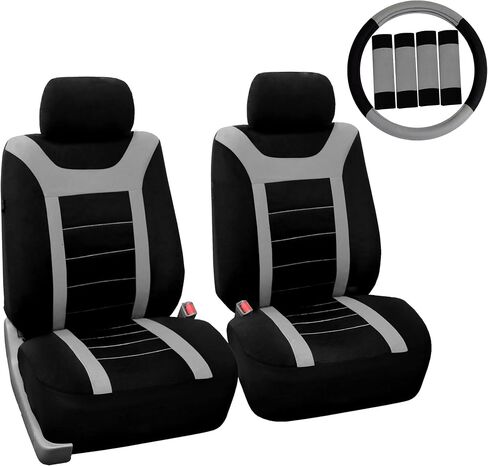 FH Group FB070102 Sports Seat Covers (Black) Front Set with Gift – Universal Fit for Cars Trucks & SUVs in Saudi Arabia