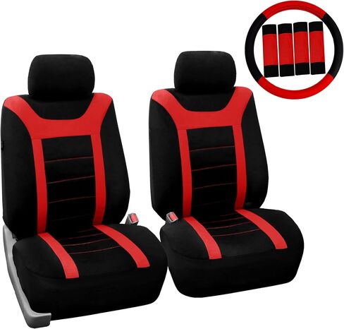 FH Group FB070102 Sports Seat Covers (Black) Front Set with Gift – Universal Fit for Cars Trucks & SUVs in Saudi Arabia