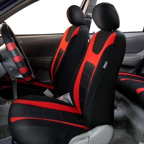 FH Group FB070102 Sports Seat Covers (Black) Front Set with Gift – Universal Fit for Cars Trucks & SUVs in Saudi Arabia