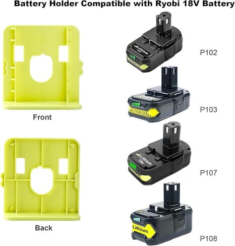 10 Pack Replacment for Ryobi 18V Battery Holder with Screws, Battery Mount Holder Compatible with Ryobi 18V Cordless Battery P102 P103 P104 P105, Tool Organizer Storage for 18V Battery in Saudi Arabia