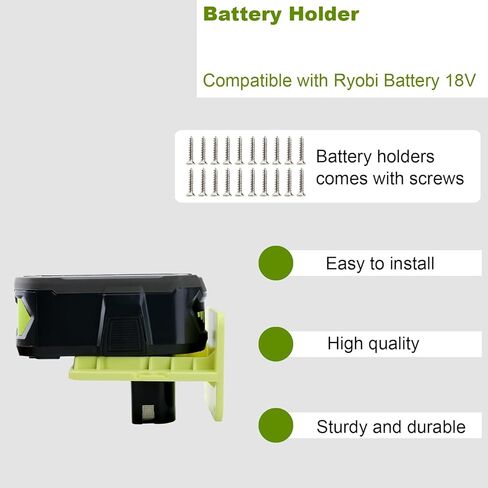 10 Pack Replacment for Ryobi 18V Battery Holder with Screws, Battery Mount Holder Compatible with Ryobi 18V Cordless Battery P102 P103 P104 P105, Tool Organizer Storage for 18V Battery in Saudi Arabia