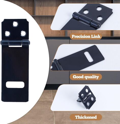 6 Pcs Lock Hasp Latch, 3 Inches Black Padlock Latch Lock, Black Painted Iron Sliding Door Lock with Screw for Home Patio Garden in Saudi Arabia
