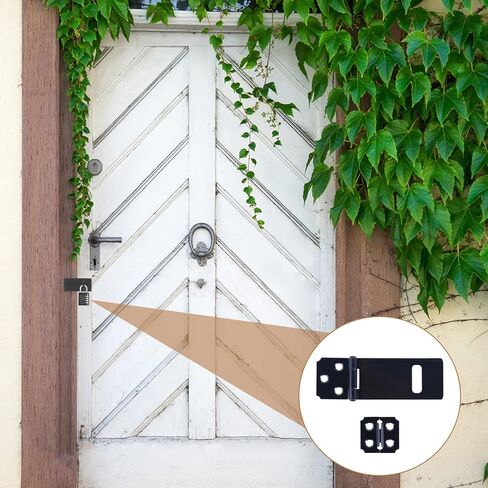 6 Pcs Lock Hasp Latch, 3 Inches Black Padlock Latch Lock, Black Painted Iron Sliding Door Lock with Screw for Home Patio Garden in Saudi Arabia