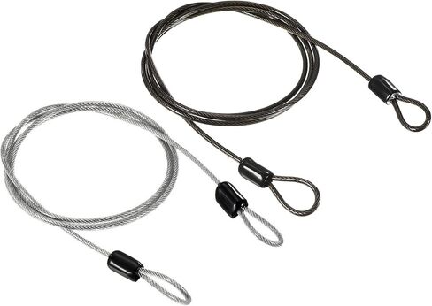 PATIKIL Security Steel Cable 2.5mm x 1.5m/4.92ft Coated Luggage Lock Wire Rope with Double Loop Transparent, Black 2 Pack in Saudi Arabia