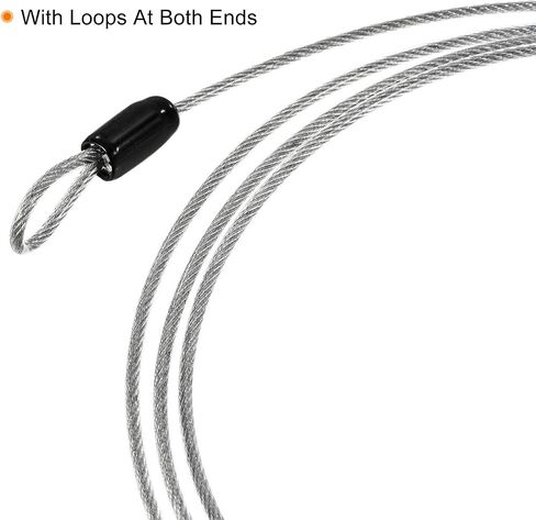 PATIKIL Security Steel Cable 2.5mm x 1.5m/4.92ft Coated Luggage Lock Wire Rope with Double Loop Transparent, Black 2 Pack in Saudi Arabia
