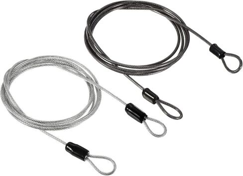 PATIKIL Security Steel Cable 2.5mm x 1.5m/4.92ft Coated Luggage Lock Wire Rope with Double Loop Transparent, Black 2 Pack in Saudi Arabia