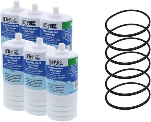 Neo-Pure NP217 Water Filter Compatible With Aqua-Pure™ AP217 / AP200 Filters, including Carbon Replacement Cartridges and Replacement Square cut O-rings. (12pack) in Saudi Arabia
