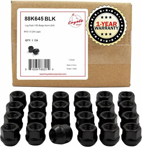أجزاء ملحقات العجلة 24 قطعة M12 x 1.5 12 x 1.5 خيط مفتوح النهاية انتفاخ البلوط 21 مم 0.84 بوصة صواميل طويلة سوداء 3/4 بوصة 19 مم سداسية تناسب 2004-12 تشيفي كولورادو جي إم سي كانيون | تويوتا تاكوما 4 رنر | فورد برونكو in Saudi Arabia