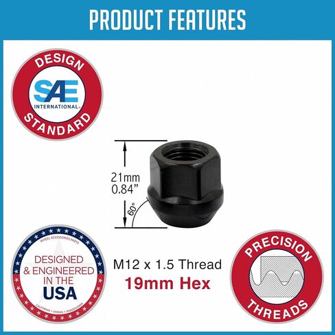 أجزاء ملحقات العجلة 24 قطعة M12 x 1.5 12 x 1.5 خيط مفتوح النهاية انتفاخ البلوط 21 مم 0.84 بوصة صواميل طويلة سوداء 3/4 بوصة 19 مم سداسية تناسب 2004-12 تشيفي كولورادو جي إم سي كانيون | تويوتا تاكوما 4 رنر | فورد برونكو in Saudi Arabia