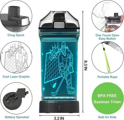 Kids Water Bottle with Video Game Design 3D Glowing LED Light-Tritan BPA Free,Perfect for Back-to-School Season, Girls, Boys, Kids, Holiday Camping, Picnic Gifts - 14 oz Travel Mug in Saudi Arabia