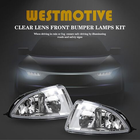 Fog Light for 2004 2005 Civic 2/4Dr (EM2/ ES1/ ES2) Clear Bumper Fog Light with Halogen Light Bulbs And Wiring Harness & Clear Lens Kit Fl7041 in Saudi Arabia