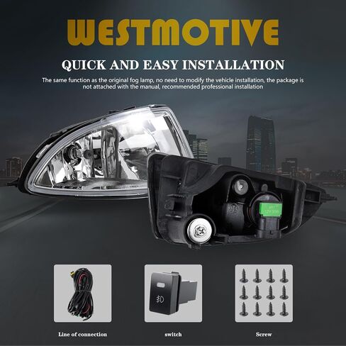 Fog Light for 2004 2005 Civic 2/4Dr (EM2/ ES1/ ES2) Clear Bumper Fog Light with Halogen Light Bulbs And Wiring Harness & Clear Lens Kit Fl7041 in Saudi Arabia