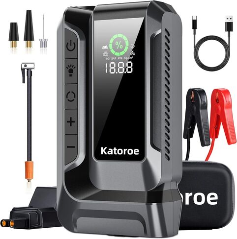 Q16 سيارة Jump Starter مع ضاغط هواء، 4000A 160 PSI حزمة بطارية Jump Starter المحمولة (10.0 لتر غاز/8.0 لتر ديزل)، مع QC 3.0، شاشة كبيرة، 3 أوضاع مصباح يدوي وكابل توصيل in Saudi Arabia