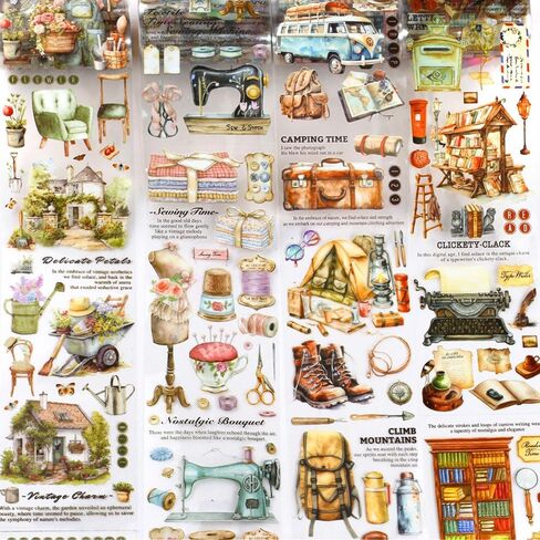 مجموعة أشرطة واشي مكونة من 4 لفات، شريط واشي بنمط عنصر الحياة القديم لملصقات اليوميات، ملصقات مخططة بشريط واشي عريض مقاوم للماء، شريط زخرفي جمالي لمستلزمات سجل القصاصات اليدوية in Kuwait