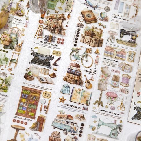 مجموعة أشرطة واشي مكونة من 4 لفات، شريط واشي بنمط عنصر الحياة القديم لملصقات اليوميات، ملصقات مخططة بشريط واشي عريض مقاوم للماء، شريط زخرفي جمالي لمستلزمات سجل القصاصات اليدوية in Kuwait