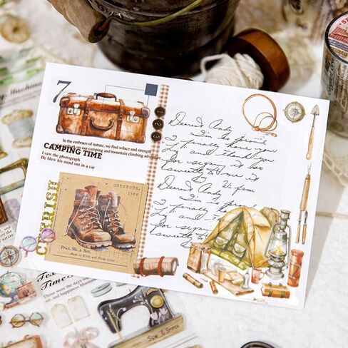 مجموعة أشرطة واشي مكونة من 4 لفات، شريط واشي بنمط عنصر الحياة القديم لملصقات اليوميات، ملصقات مخططة بشريط واشي عريض مقاوم للماء، شريط زخرفي جمالي لمستلزمات سجل القصاصات اليدوية in Kuwait