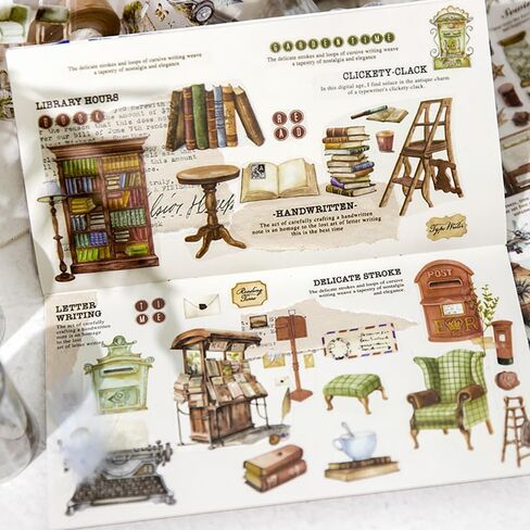 مجموعة أشرطة واشي مكونة من 4 لفات، شريط واشي بنمط عنصر الحياة القديم لملصقات اليوميات، ملصقات مخططة بشريط واشي عريض مقاوم للماء، شريط زخرفي جمالي لمستلزمات سجل القصاصات اليدوية in Kuwait