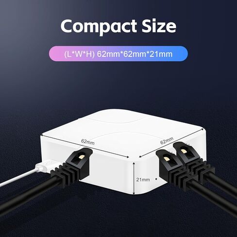 موزع موكر لينك 1 إلى 2 جيجابت، 100/1000 ميجابت في الثانية، موزع كابل شبكة LAN RJ45 للإنترنت، طاقة بلاستيكية صغيرة من النوع C مع كابل USB in Kuwait