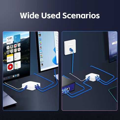 موزع موكر لينك 1 إلى 2 جيجابت، 100/1000 ميجابت في الثانية، موزع كابل شبكة LAN RJ45 للإنترنت، طاقة بلاستيكية صغيرة من النوع C مع كابل USB in Kuwait