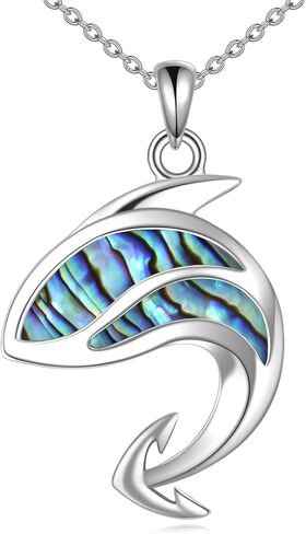 TIGER RIDER Shark Pendant Necklace Sterling Silver Anchor Abalone Necklace for Women Men Ocean Jewelry Birthday Gifts in Kuwait