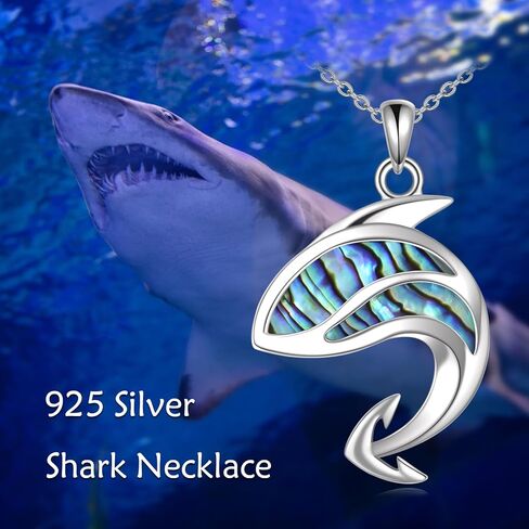 TIGER RIDER Shark Pendant Necklace Sterling Silver Anchor Abalone Necklace for Women Men Ocean Jewelry Birthday Gifts in Kuwait