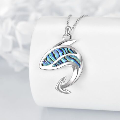 TIGER RIDER Shark Pendant Necklace Sterling Silver Anchor Abalone Necklace for Women Men Ocean Jewelry Birthday Gifts in Kuwait