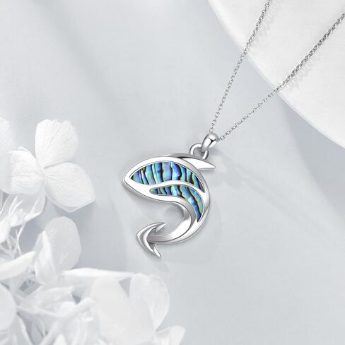 TIGER RIDER Shark Pendant Necklace Sterling Silver Anchor Abalone Necklace for Women Men Ocean Jewelry Birthday Gifts in Kuwait