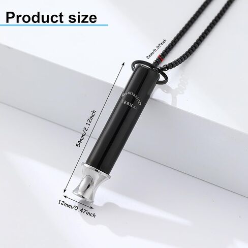 528 hz Breathing Necklace, Round Tube Anxiety Necklace for Women Men, Mindful Breathing Necklace, Calming Necklace, 528 hz Whistle for Anxiety - Black in Saudi Arabia